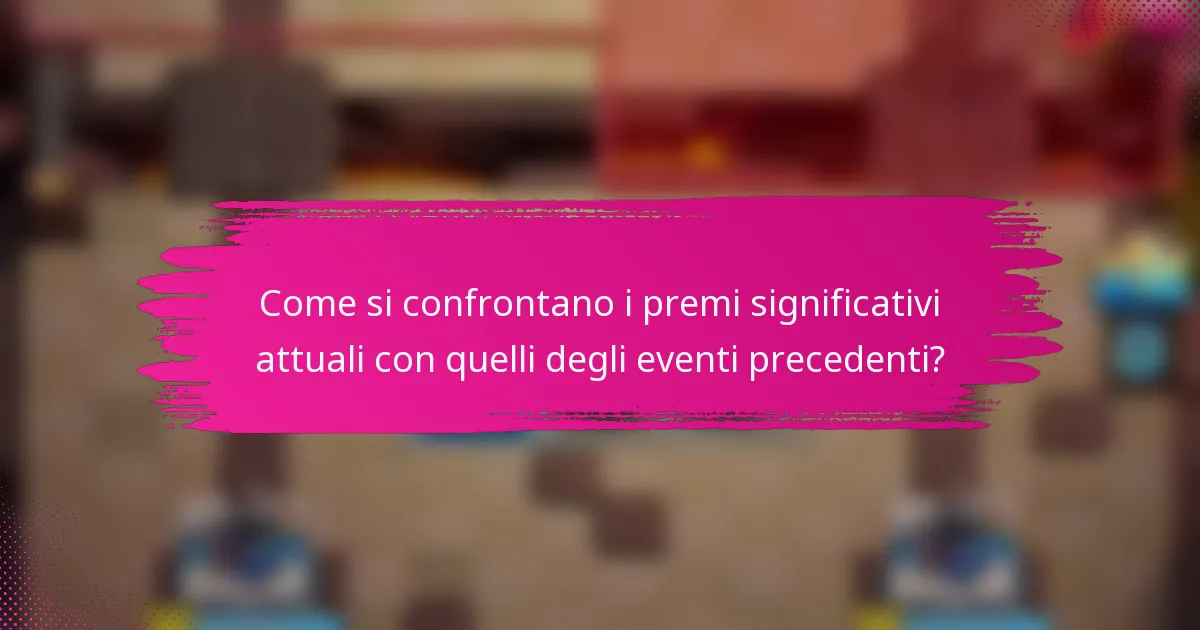 Come si confrontano i premi significativi attuali con quelli degli eventi precedenti?
